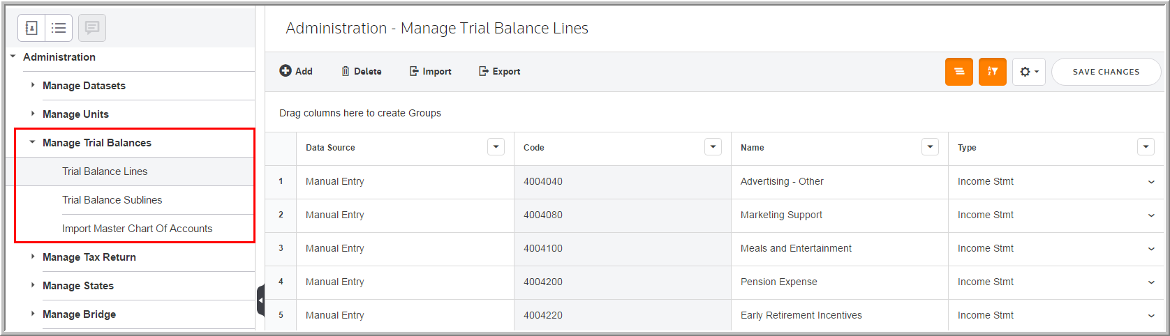 2016 Functionality Manage Trial Balance