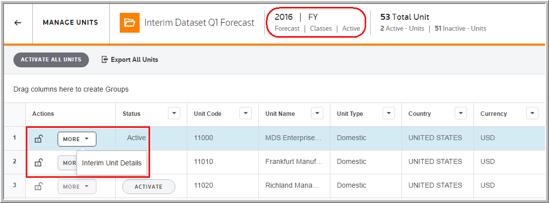 2016 Interim functionality - Interim Unit Details