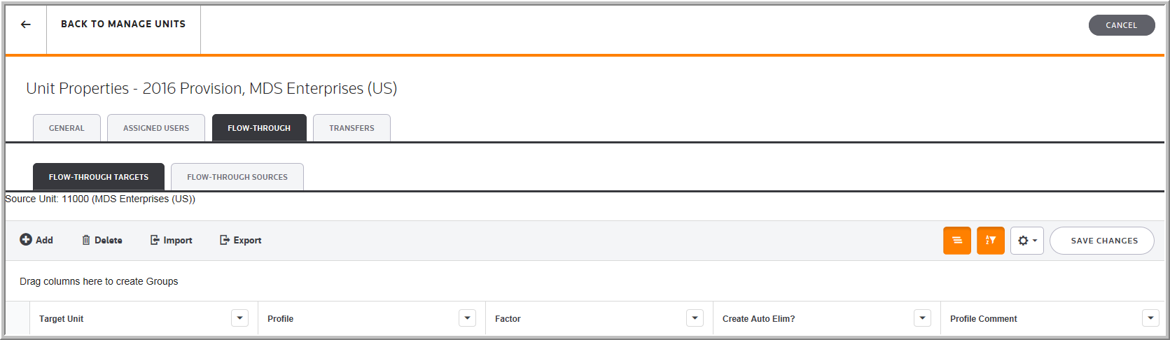 2016 Unit Properties Flow-Through tab