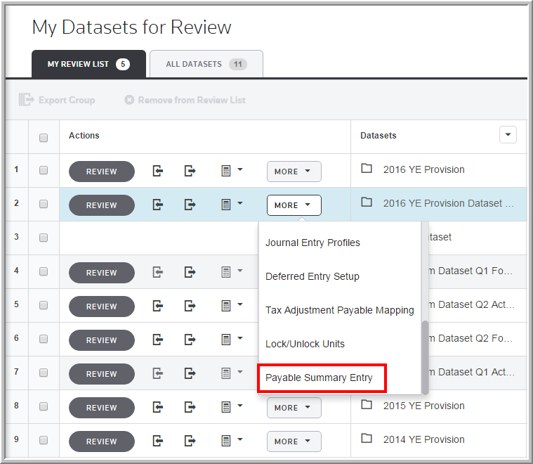 2016 Functionality Payable Summary Entry