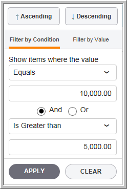 2016 filter by condition