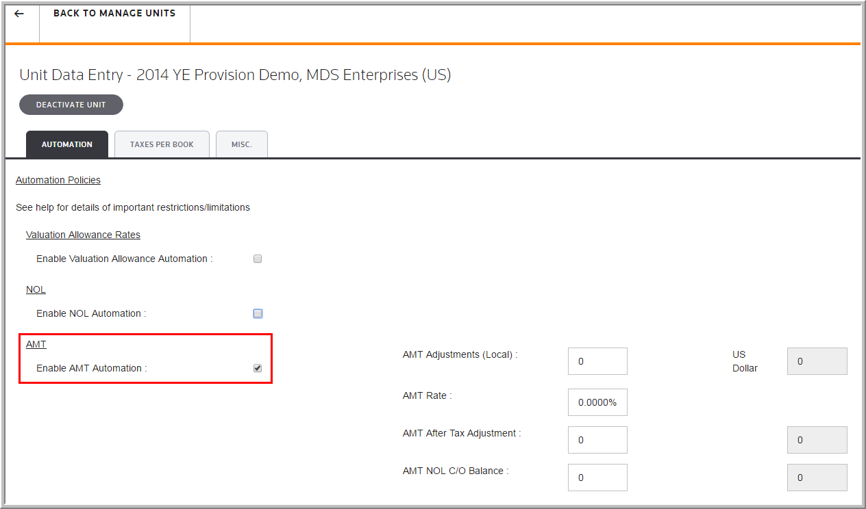 2016 Functionality AMT Automation