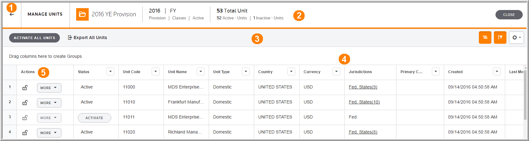 2016 Manage Units Interface